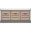 SAFAVIEH Home Collection – Briar 3-Drawer Upholstered Storage Bench, Farmhouse Entryway Accent Bench with Cushion Top, Distressed Grey Frame & Sand Drawer Fronts (BCH5700C)(Distressed Grey/Sand)