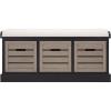 SAFAVIEH Home Collection – Briar 3-Drawer Upholstered Storage Bench, Farmhouse Entryway Accent Bench with Cushion Top, Distressed Grey Frame & Sand Drawer Fronts (BCH5700C)(Black/Greige)