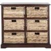 SAFAVIEH Home Collection – Keenan Cherry Storage Chest with Wicker Baskets, Farmhouse Accent Storage Cabinet, Fully Assembled (AMH5740C)(Cherry)