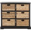 SAFAVIEH Home Collection – Keenan Cherry Storage Chest with Wicker Baskets, Farmhouse Accent Storage Cabinet, Fully Assembled (AMH5740C)(Distressed Black)