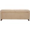 SAFAVIEH Home Collection – Kowal Sand Linen Storage Bench, Modern Upholstered Entryway or Bedroom Bench with Hidden Compartment (BCH1301A)(Sand)