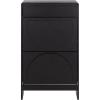 SAFAVIEH Home Collection – Willam Walnut Shoe Rack, Modern Slim Storage Cabinet with Drawer & Shelves, Space-Saving Organizer for Entryway or Hallway (STG3100A)(Black)