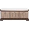 SAFAVIEH Home Collection Landers Distressed White 3-Drawer/Cushion Storage Bench (Fully Assembled) BCH5703A(Brown)