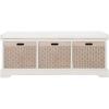 SAFAVIEH Home Collection Landers Distressed White 3-Drawer/Cushion Storage Bench (Fully Assembled) BCH5703A(Distressed White)