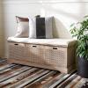 SAFAVIEH Home Collection Landers Distressed White 3-Drawer/Cushion Storage Bench (Fully Assembled) BCH5703A(Sand)