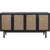 SAFAVIEH Piran TV Stand for up to 70″ Flatscreen – Oak Brown & Gold, 4 Doors with Interior Storage, Entertainment Media Console (MED9611D)(Black / Gold)