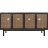SAFAVIEH Piran TV Stand for up to 70″ Flatscreen – Oak Brown & Gold, 4 Doors with Interior Storage, Entertainment Media Console (MED9611D)(Distressed Black/Gold)