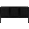 Safavieh Home Collection Zadie Coastal Black/Natural Rattan 3-Door Storage Sideboard(Black)