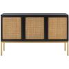 Safavieh Home Collection Zadie Coastal Black/Natural Rattan 3-Door Storage Sideboard(Black/Gold)