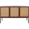 Safavieh Home Collection Zadie Coastal Black/Natural Rattan 3-Door Storage Sideboard(Walnut/Natural)