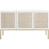 Safavieh Home Collection Zadie Coastal Black/Natural Rattan 3-Door Storage Sideboard(White/Gold)