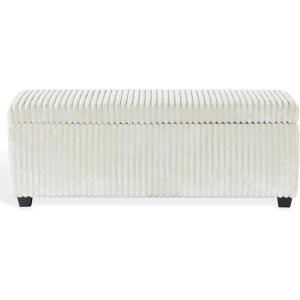 SAFAVIEH Couture Collection – Lynzie Grey Corduroy Storage Bench, Channel Tufted Upholstered Seat with Hidden Storage, Modern Accent Furniture (SFV6114B)(Ivory)