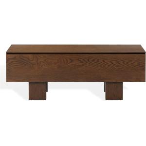 SAFAVIEH Couture Collection – Sherianya Walnut Brown Wood Storage Bench, Modern Rectangular Design with Block Legs (SFV4256B)(Walnut)