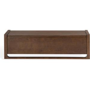 SAFAVIEH Couture Collection – Tyrell Natural Brown Wood Storage Bench, Modern Open-Base Design, Fully Assembled (SFV4257A)(Walnut)