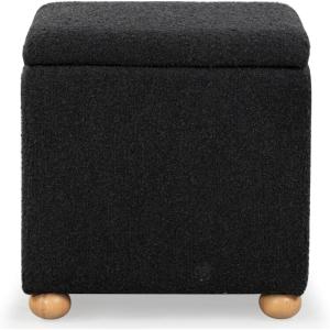 SAFAVIEH Couture Collection Becka Grey Boucle/Natural Square Storage Ottoman (Fully Assembled)(Black/Natural)