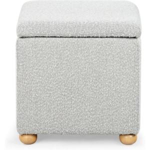 SAFAVIEH Couture Collection Becka Grey Boucle/Natural Square Storage Ottoman (Fully Assembled)(Grey/Natural)