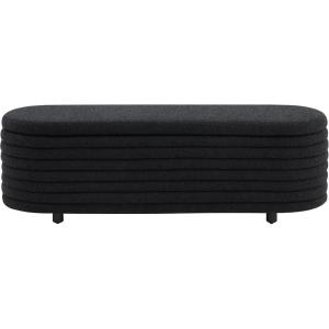 SAFAVIEH Couture Collection Jaymie Contemporary Taupe Linen/Black Oval Storage Bench(Black)