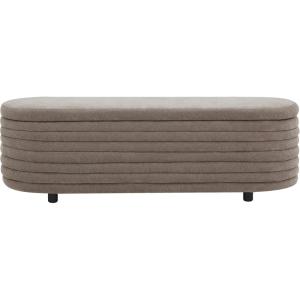 SAFAVIEH Couture Collection Jaymie Contemporary Taupe Linen/Black Oval Storage Bench(Brown/Black)