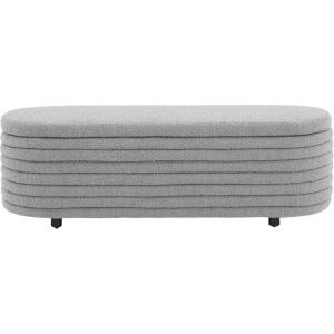 SAFAVIEH Couture Collection Jaymie Contemporary Taupe Linen/Black Oval Storage Bench(Dark Grey/Black)