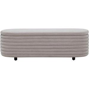 SAFAVIEH Couture Collection Jaymie Contemporary Taupe Linen/Black Oval Storage Bench(Light Grey/Black)