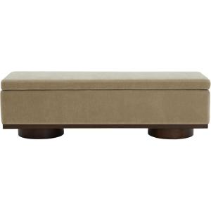 SAFAVIEH Couture Collection Vianna Light Brown Velvet/Walnut Rectangle Storage Bench