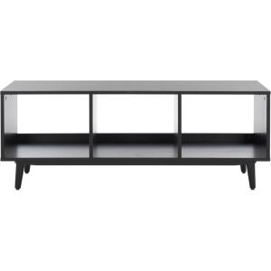 SAFAVIEH Cricket TV Stand for up to 55″ Flatscreen – Natural Acacia, Open Shelf Design, Entertainment Media Console (MED5002A)(Black)