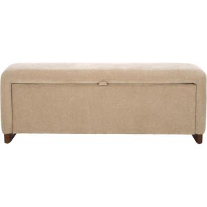 SAFAVIEH Home Collection – Kowal Sand Linen Storage Bench, Modern Upholstered Entryway or Bedroom Bench with Hidden Compartment (BCH1301A)(Sand)