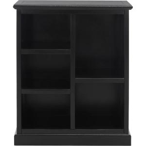 SAFAVIEH Home Collection – Maralah 5-Shelf Solid Wood Bookcase, White, 25″ Wide Storage Display Shelf, Fully Assembled (AMH6634B)(Black)