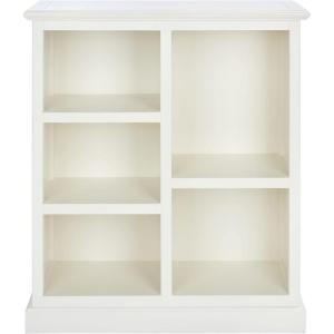 SAFAVIEH Home Collection – Maralah 5-Shelf Solid Wood Bookcase, White, 25″ Wide Storage Display Shelf, Fully Assembled (AMH6634B)(White)