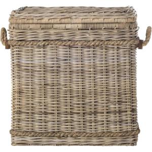 SAFAVIEH Home Collection – Sidonie Grey Rattan Storage Hamper, Wicker Storage Basket with Iron Frame for Bedroom, Bathroom or Living Room, Fully Assembled (SEA7020A)(Grey)