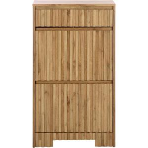 SAFAVIEH Home Collection – Sohan Black Shoe Rack, Slim Vertical Storage Cabinet with Drawer & Tilt-Out Shelves, Modern Entryway Organizer (STG3101B)(Oak)