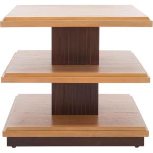 SAFAVIEH Home Collection – Suette Modern Black 3-Tier Square Accent Table with Shelves, Compact Storage Side Table for Living Room or Bedroom (ACC5001B)(Natural/Walnut)