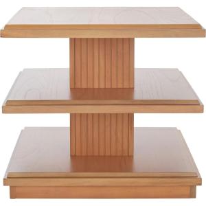 SAFAVIEH Home Collection – Suette Modern Black 3-Tier Square Accent Table with Shelves, Compact Storage Side Table for Living Room or Bedroom (ACC5001B)(Natural)