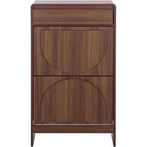 SAFAVIEH Home Collection – Willam Walnut Shoe Rack, Modern Slim Storage Cabinet with Drawer & Shelves, Space-Saving Organizer for Entryway or Hallway (STG3100A)(Walnut)