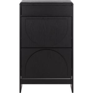 SAFAVIEH Home Collection – Willam Walnut Shoe Rack, Modern Slim Storage Cabinet with Drawer & Shelves, Space-Saving Organizer for Entryway or Hallway (STG3100A)(Black)