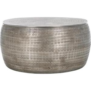SAFAVIEH Home Collection Apoline Antique Silver Drum Storage Coffee Table (Fully Assembled)(Antique Silver)