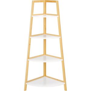 SAFAVIEH Home Collection Home Collection Rainier White/Natural 4-Tier Corner Storage Shelf