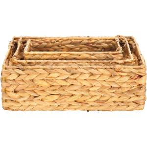 SAFAVIEH Home Collection Home Collection Reilly Natural Water hyacinth Set of 3 Storage Baskets (Fully Assembled)