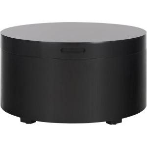 SAFAVIEH Home Collection Rafaela Black Round Tray Top Storage Coffee Table (Fully Assembled)(Black)
