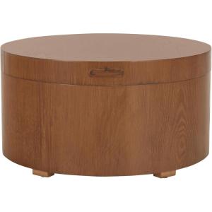SAFAVIEH Home Collection Rafaela Black Round Tray Top Storage Coffee Table (Fully Assembled)(Natural Brown)