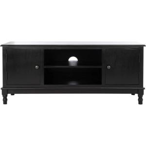 SAFAVIEH Ozark TV Stand for up to 55″ Flatscreen – Brown, 2 Doors with Interior Storage, 2 Open Shelves, Entertainment Media Console (MED5700C)(Black)
