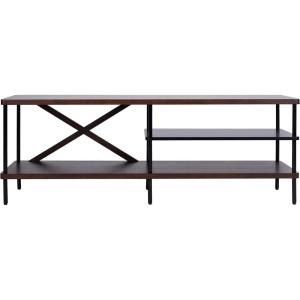 Safavieh Home Bruno Industrial Walnut and Black Storage Shelves TV Media Stand