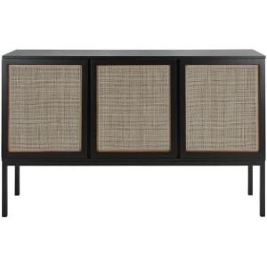 Safavieh Home Collection Zadie Coastal Black/Natural Rattan 3-Door Storage Sideboard(Black/Natural)