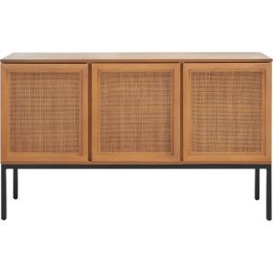 Safavieh Home Collection Zadie Coastal Black/Natural Rattan 3-Door Storage Sideboard(Natural/Black)