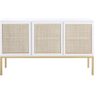 Safavieh Home Collection Zadie Coastal Black/Natural Rattan 3-Door Storage Sideboard(White/Gold)