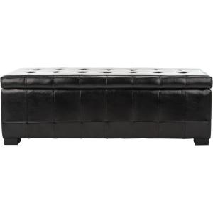 Safavieh Hudson Collection Nolita Leather Large Storage Bench, Saddle(Black)
