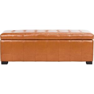 Safavieh Hudson Collection Nolita Leather Large Storage Bench, Saddle(Saddle)