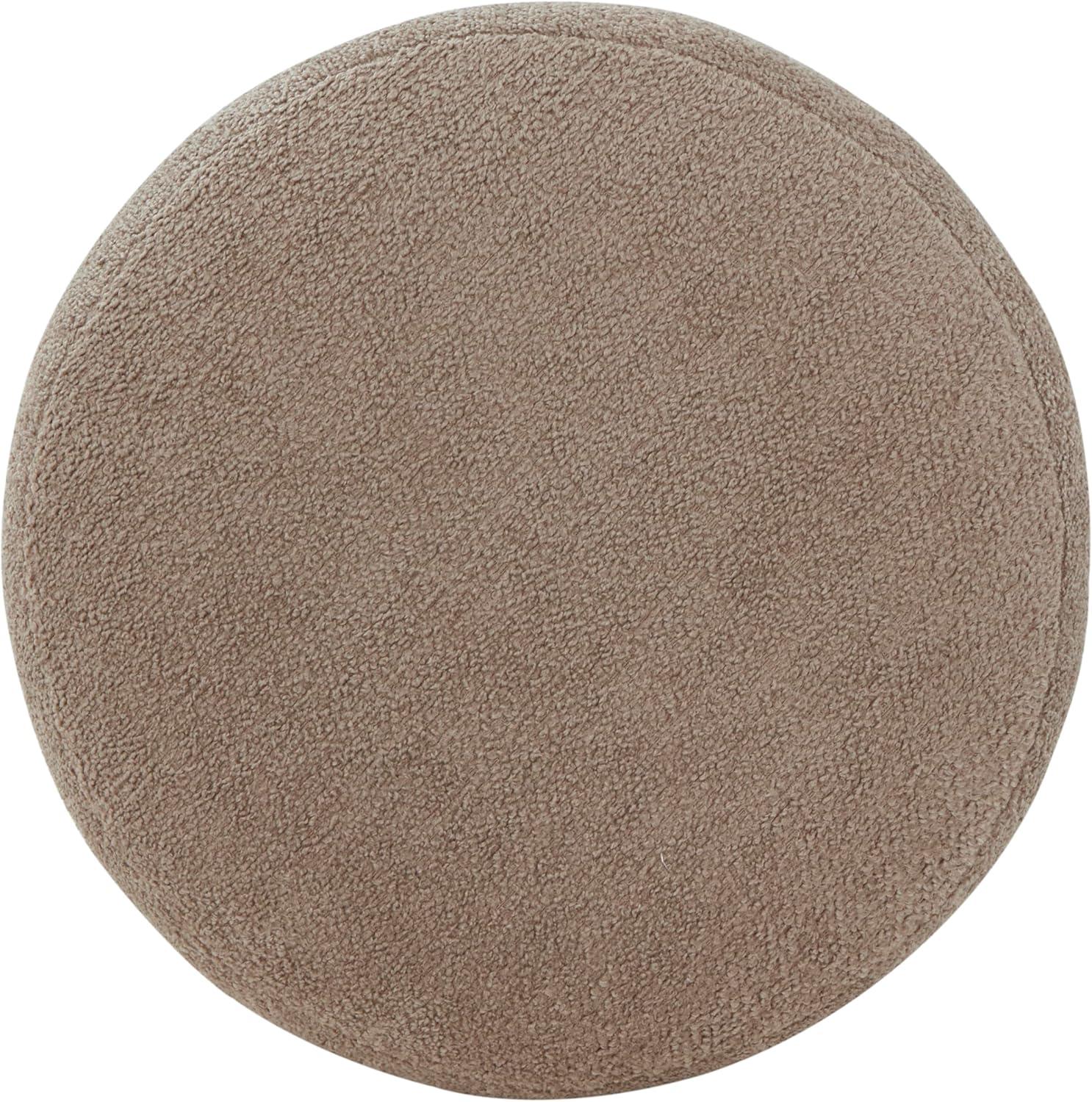 image:imageSAFAVIEH Couture Collection Nikolas Light Brown BoucleNatural Round Foot Stool Ottoman Fully AssembledLight BrownNatural