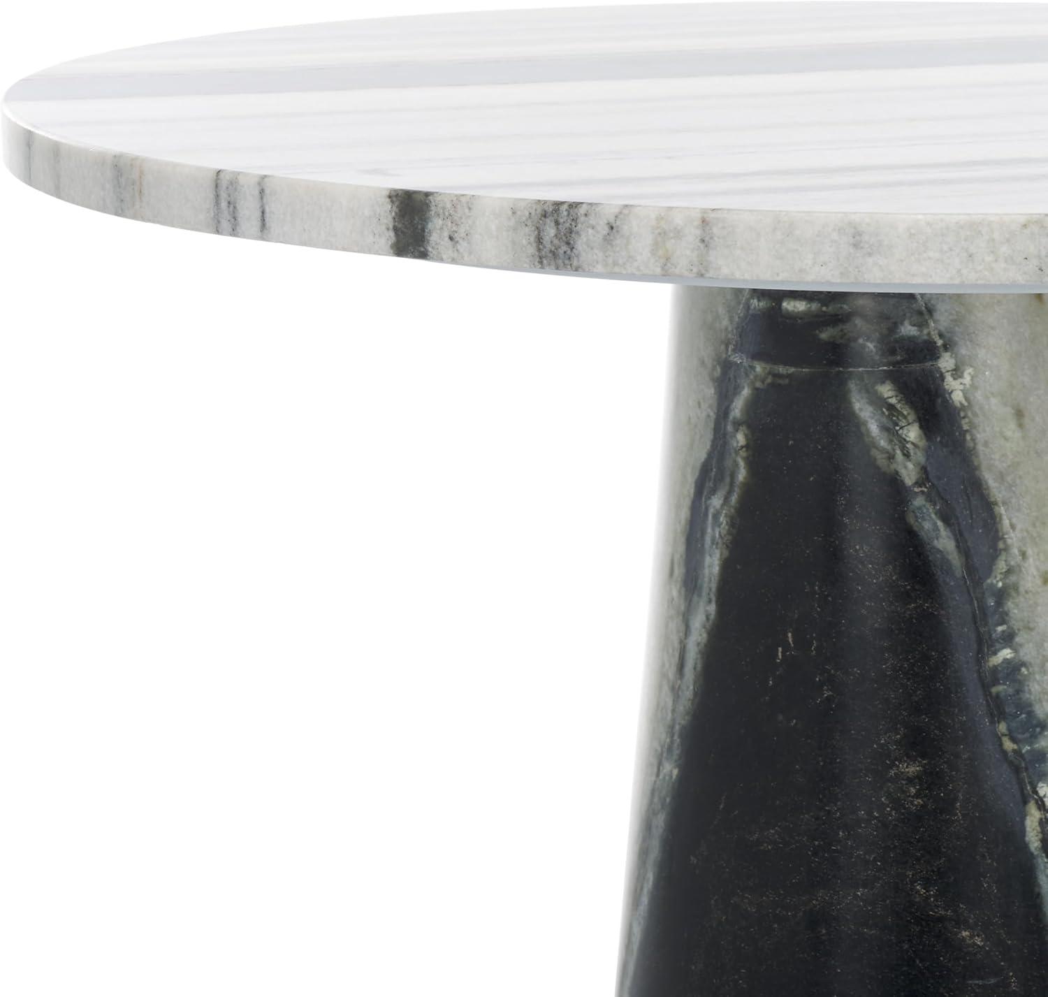 image:imageSAFAVIEH Couture Collection Valentia Light Grey Marble Accent TableWhiteBlack