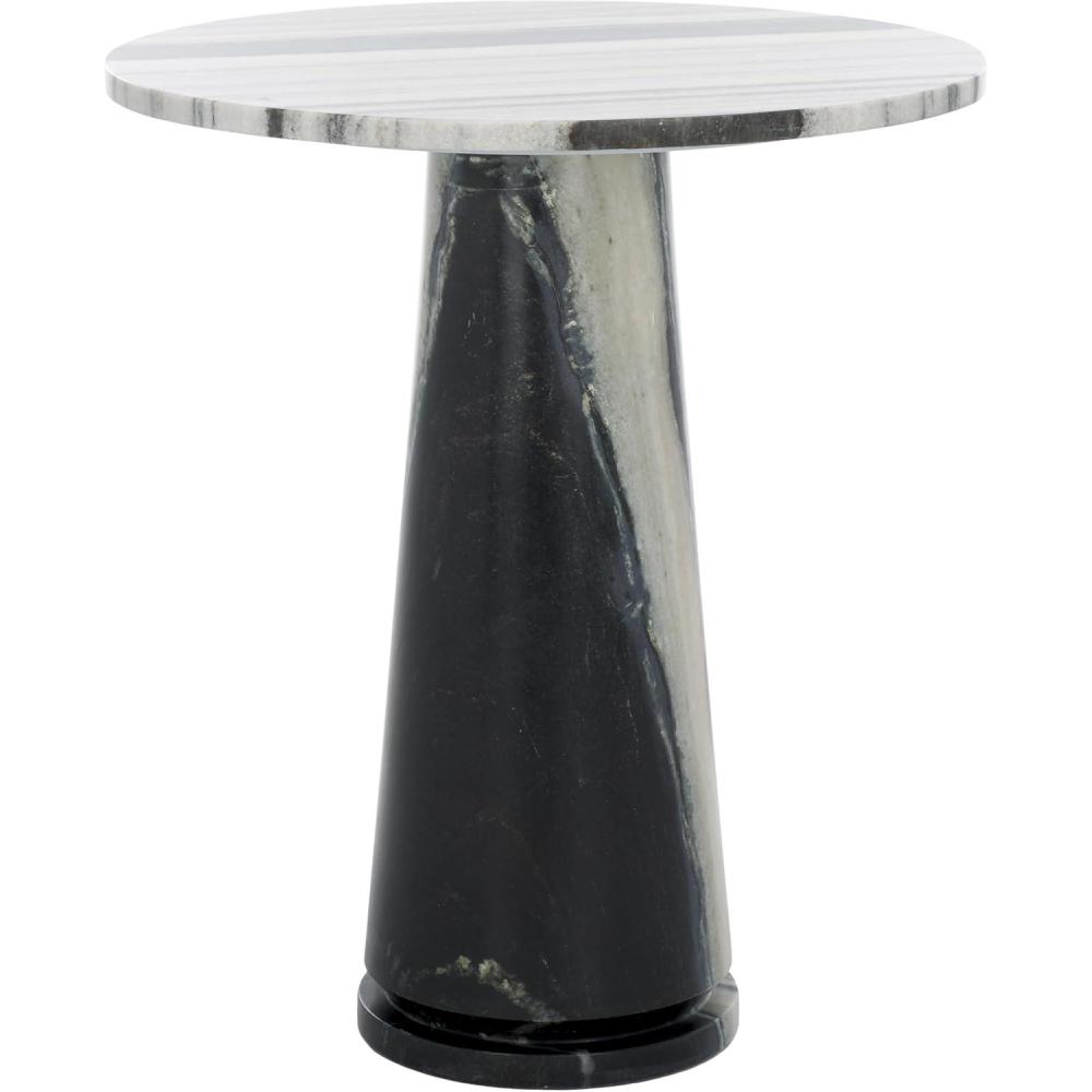 image:imageSAFAVIEH Couture Collection Valentia Light Grey Marble Accent TableWhiteBlack